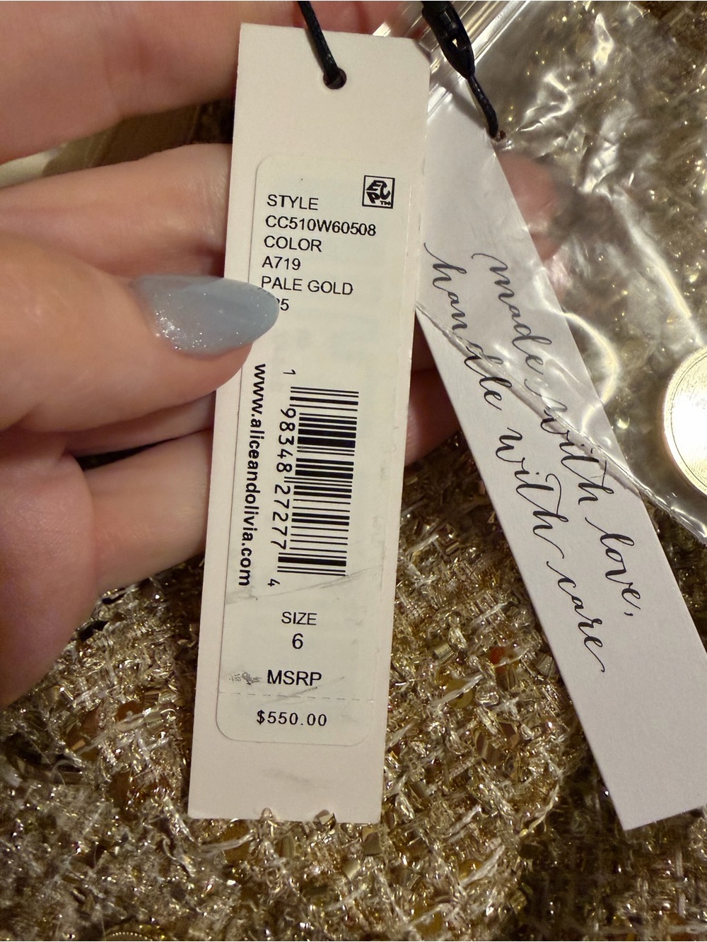 Alice + Olivia Gold Tweed Strapless Mini Dress - Picture 7 of 7